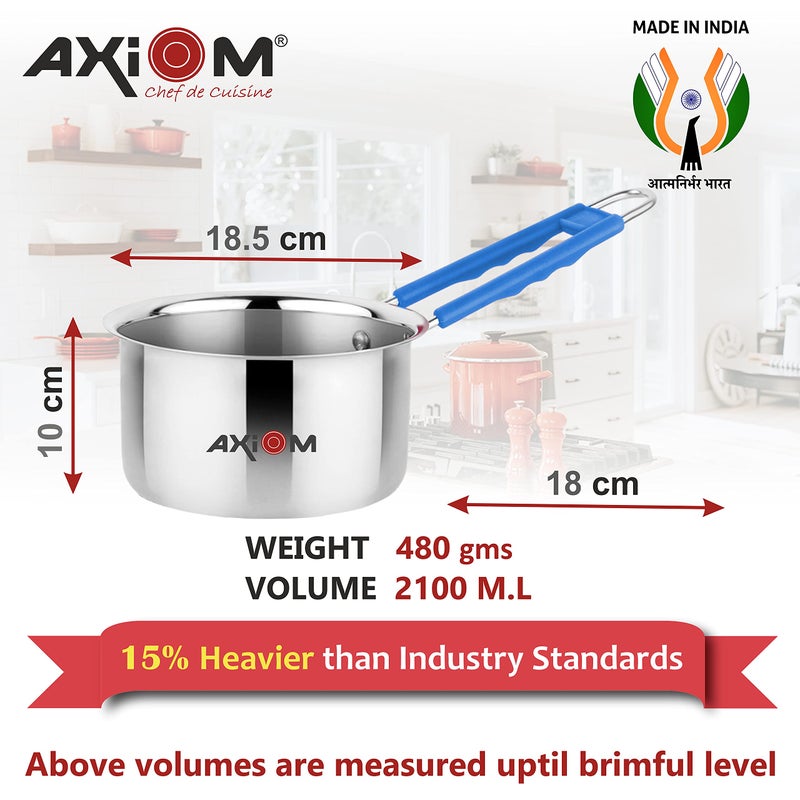 AXIOM Saucepan Stainless Steel with Soft Handle. Induction & Gas Compatible Milk Pan| Tea pan 2 liters - Image 5