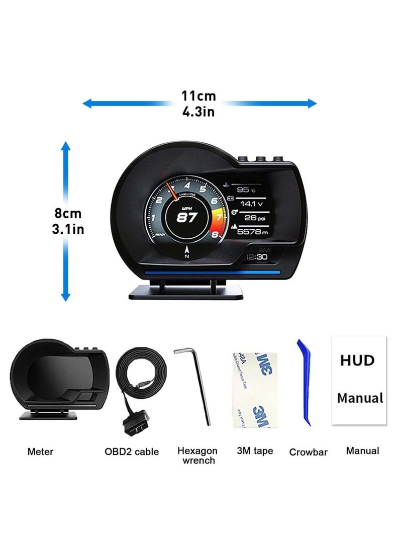 Generic - A500 Car HUD Display, OBD+GPS Smart Gauge High Definition Speedometer Car Diagnostic Tool, OBD Fault Code Elimination Safe Driving Computer, Overspeed Fault Alarm, for All Vehicles - Image 1