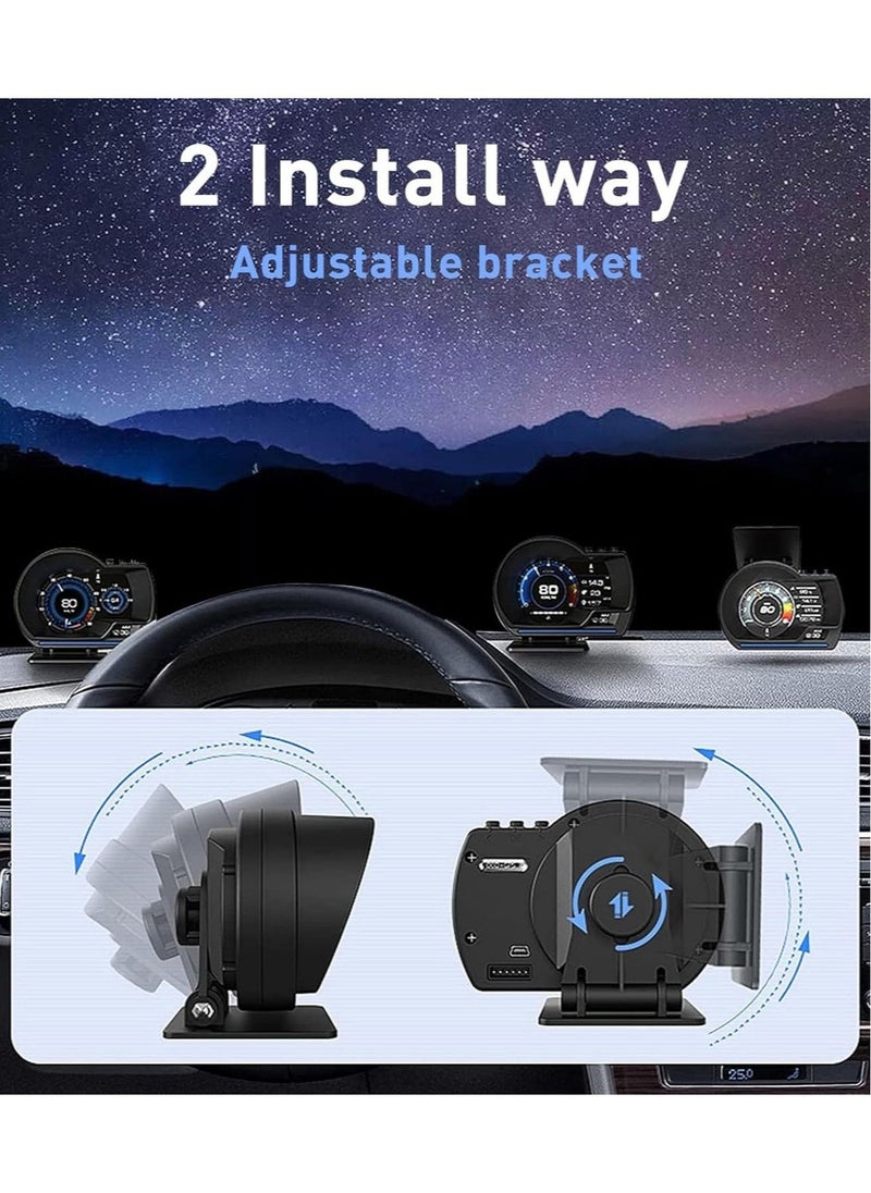 Generic - A500 Car HUD Display, OBD+GPS Smart Gauge High Definition Speedometer Car Diagnostic Tool, OBD Fault Code Elimination Safe Driving Computer, Overspeed Fault Alarm, for All Vehicles - Image 1