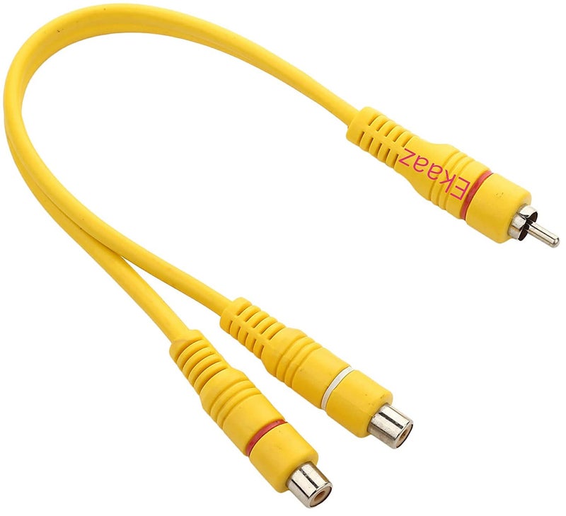 EKAAZ RCA Audio Y Cable 1 RCA (Male) to 2 RCA (Female) Stereo Audio Adapter, Gold Plated Dual RCA Female Cable Splitter for Subwoofer,TV, Digital Audio, Car Radio, Amplifier-12 Inch/1ft (Pack of 2) - Image 2