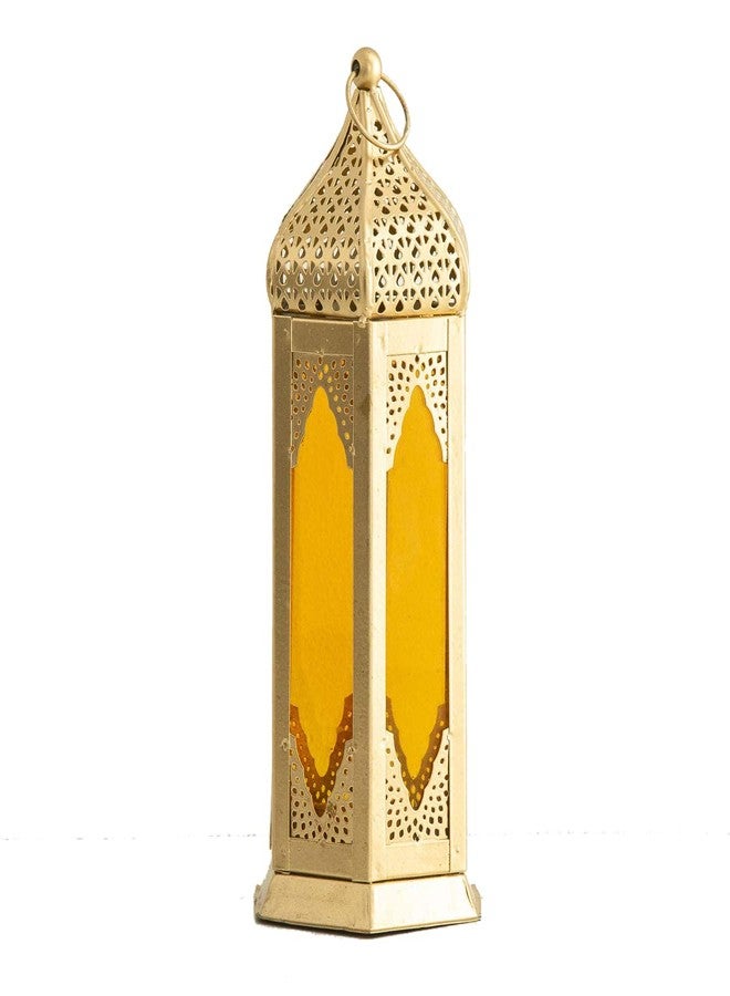 PALMY Beautiful Home Collection Decorative Moksha Round Hanging Lantern/Lamp with t-Light Candle, Set of 2 (Size 9x9x24 cm) (Yellow & Blue) - Image 4