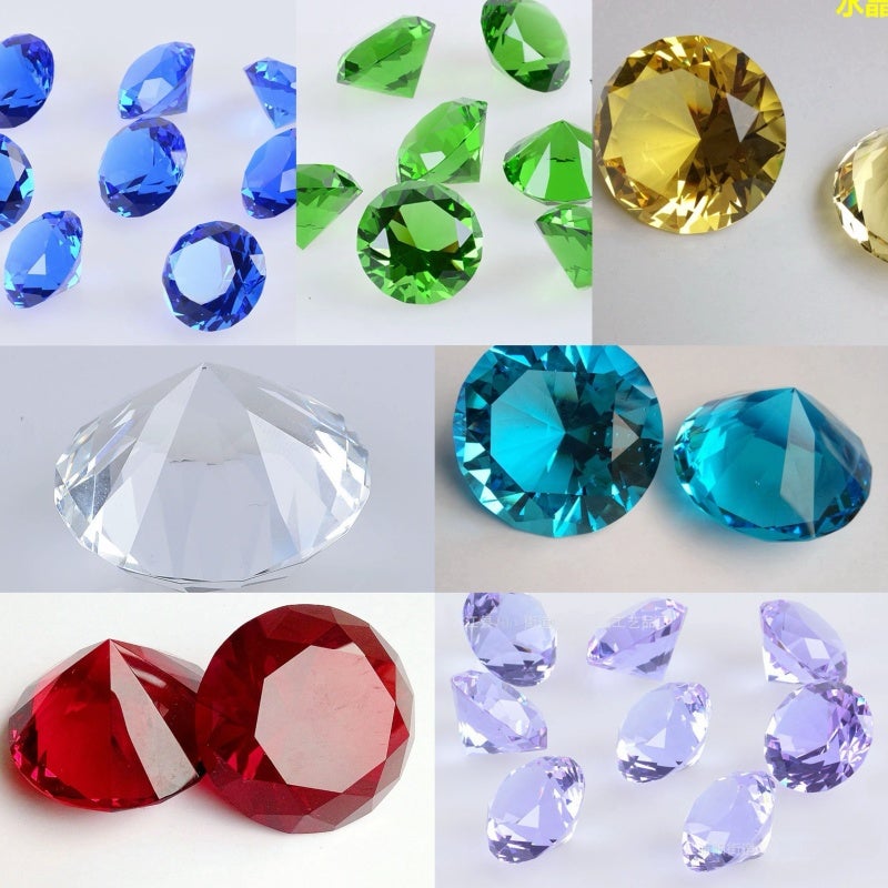 Acrylic Gem Rings - 12-Piece Set: 7 Colorful Acrylic Diamonds 2.4x3 Cm, 5 Gold Alloy Round Rings 1 Inch, Durable Quality for Party Decor, Vase Filler, Treasure Hunt, Fish Tank Decor - Image 3