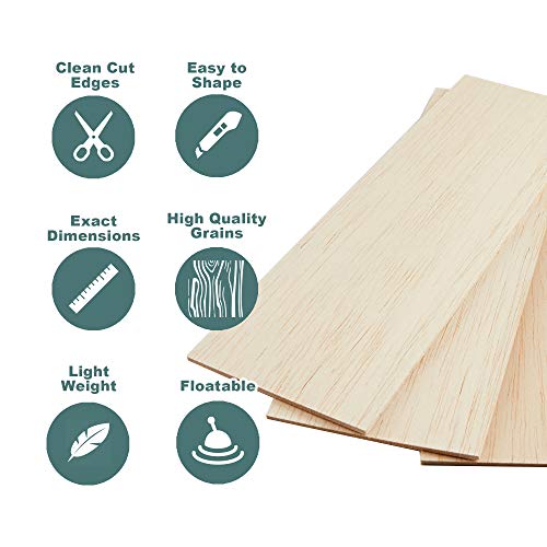 Craftiff Balsa Wood Sheets 1/8" Inch Thick 12" x 4" Unfinished Wooden Board by Craftiff (5 Pack) - Image 3
