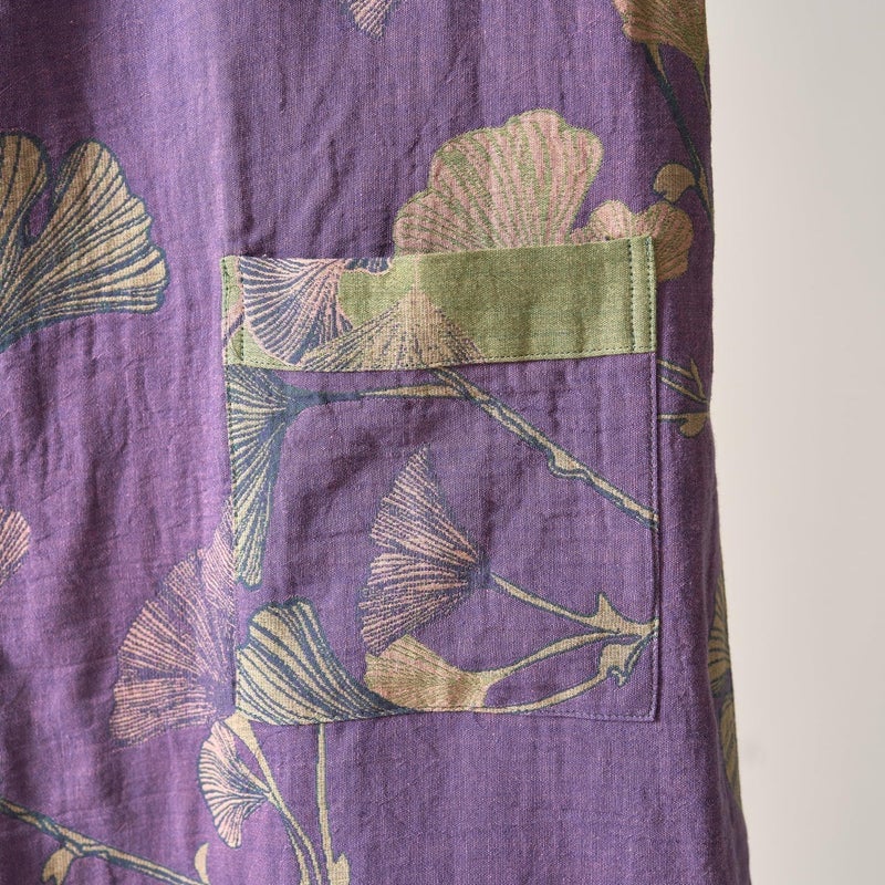 Kimono Robe 100% Cotton Gauze Ginkgo Leaf Print - Image 5