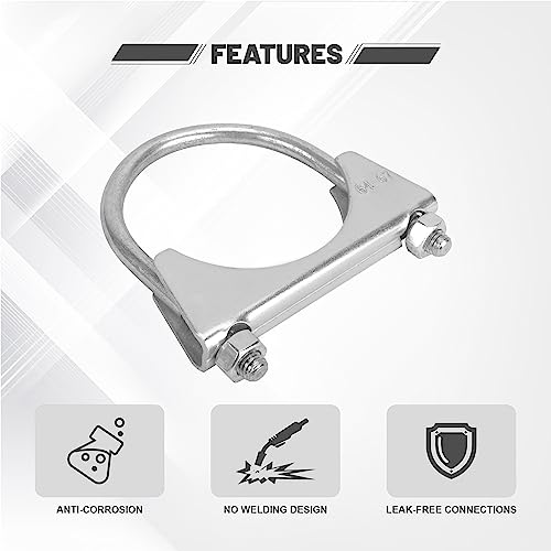 GESEXI 25 Ushaped Exhaust Pipe Clamp Mild Steel Muffler Exhaust Clamps with AntiRust Coat Pack of 2 - Image 3