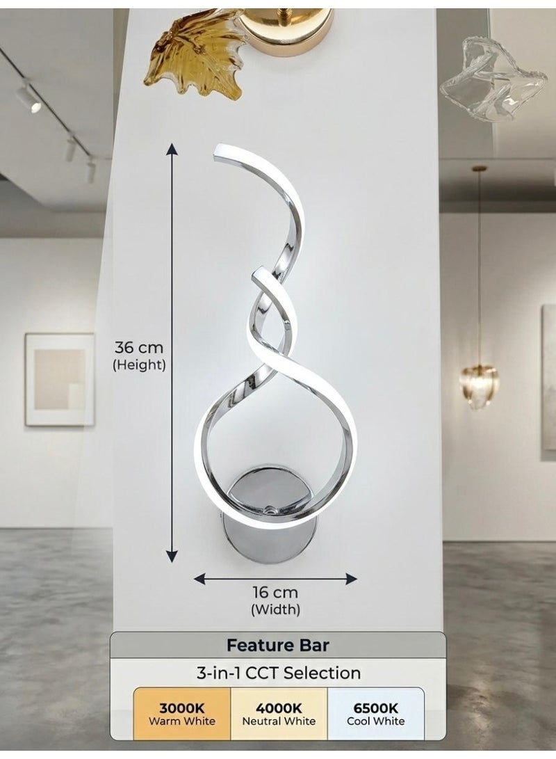 لامبارا مصباح جداري فضي LED عصري بتصميم حلزوني (يعمل بالكهرباء) - Image 3