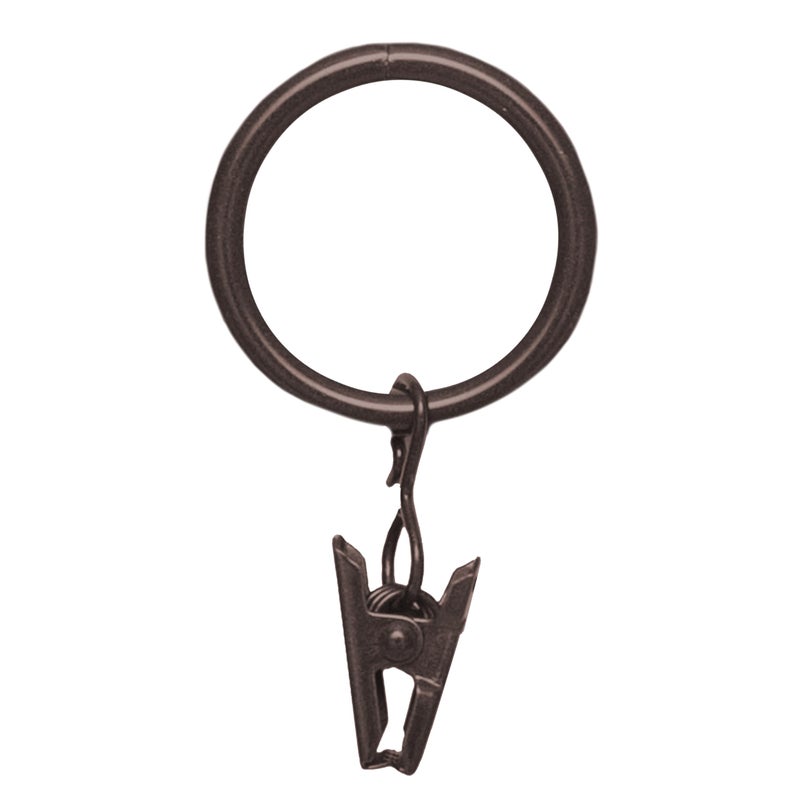 Kenney Window Curtain Clip Rings Set of 14 Brown