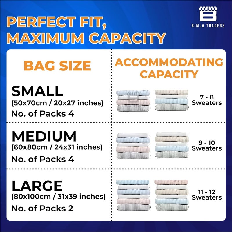 BTfash Vacuum Storage Bags for TravelSpace Saver Compression Storage Bags for Packing Airtight Reusable Ziplock with Hand Pump 2 Piece 50X702 Piece 60X801 Piece 80X1001 Hand Pump 5 Piece Set - Image 4