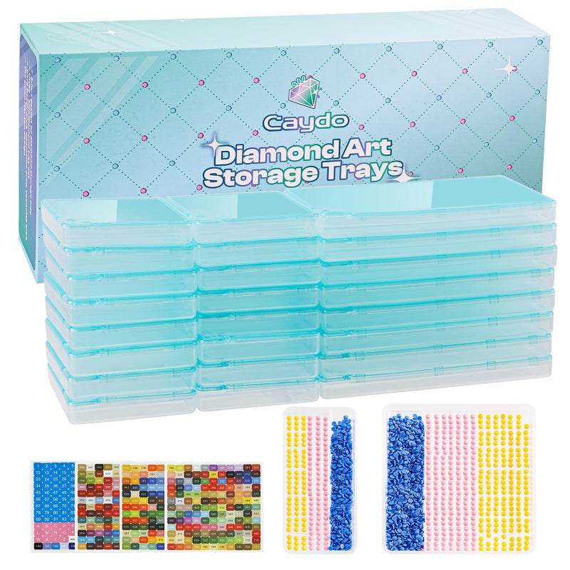 Caydo 16 PCS Diamond Art Storage Trays, 2-in-1 Diamond Art Accessories with Lids for Diamond Arrangement & Storage - Image 1