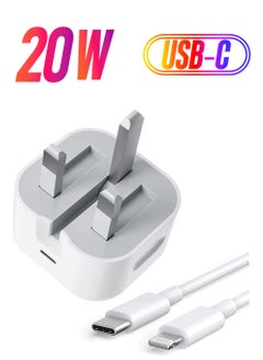 20W PD Type C Power Block Wall Charger Plug Adapter with 3M USB-C to Lightning Cable Compatible with iPhone 14/13/11/X/XS/iPad