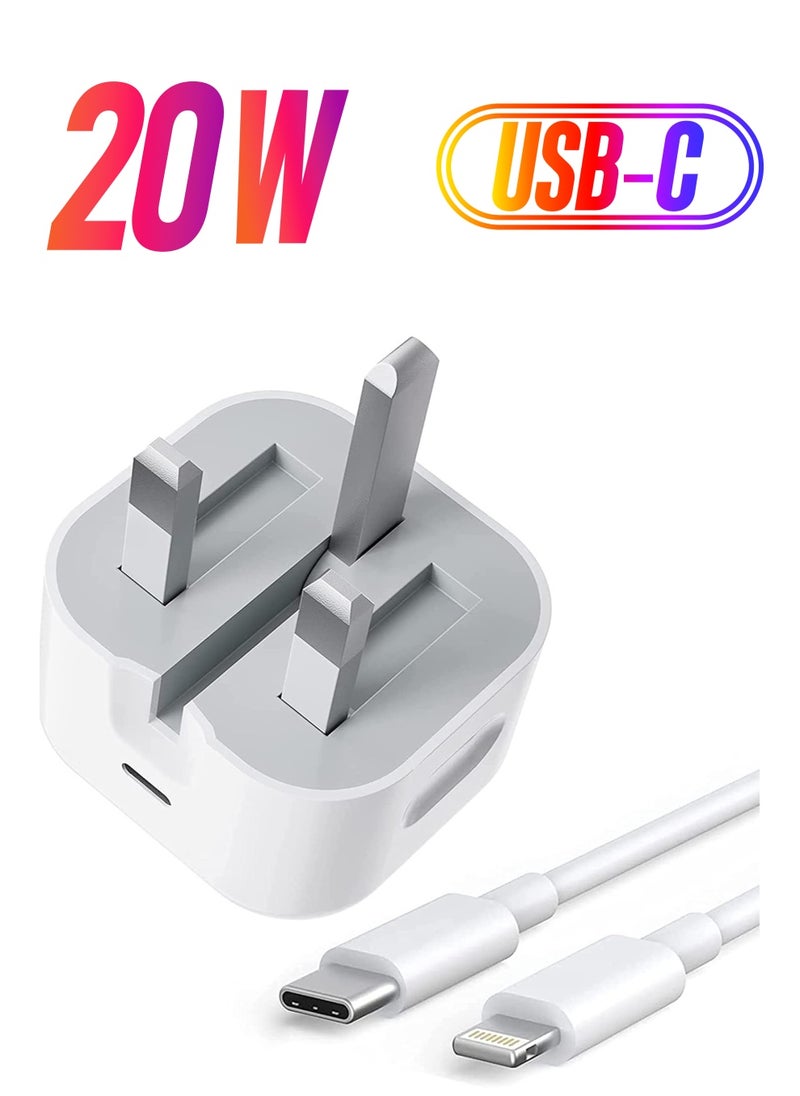 Generic - 20W PD Type C Power Block Wall Charger Plug Adapter with 3M USB-C to Lightning Cable Compatible with iPhone 14/13/11/X/XS/iPad - Image 1