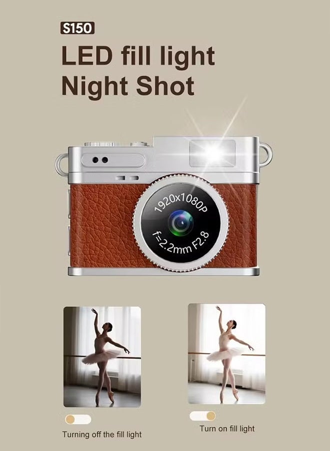 Generic Mini Retro Camera,1080P Keychain Camera, Vintage Tiny Digital Video Recorder with 64GB Card, 0.96'' HD Retro Snap Micro Recorder for Travel Study, Brown - Image 4