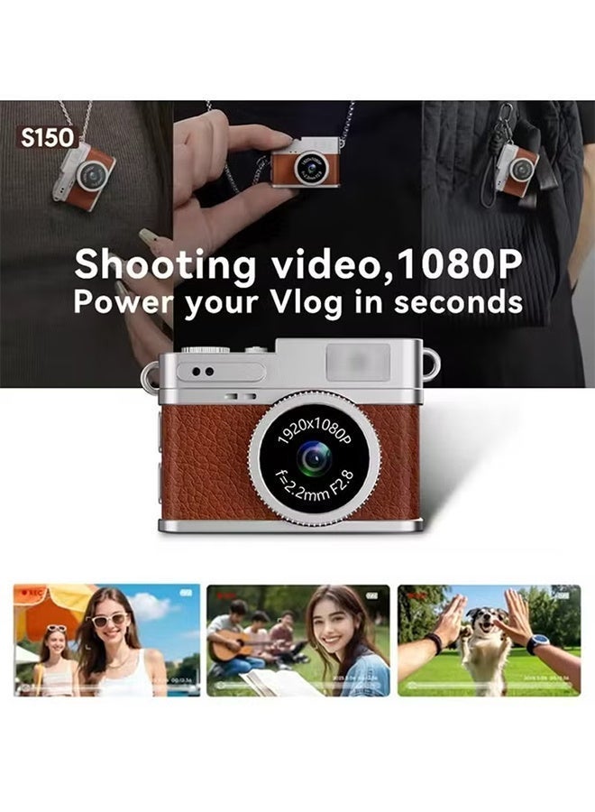 Generic Mini Retro Camera,1080P Keychain Camera, Vintage Tiny Digital Video Recorder with 64GB Card, 0.96'' HD Retro Snap Micro Recorder for Travel Study, Brown - Image 2