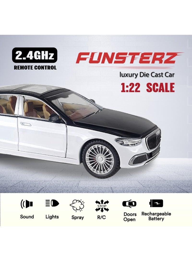 فونسترز سيارة مرسيدس بنز S600 من فانسترز بمقياس 1:22 RC - سيارة مصبوبة بإصدار نادر مع صوت، أضواء، أبواب تفتح، رذاذ، بطارية قابلة لإعادة الشحن، وجهاز تحكم عن بعد كامل الوظائف - Image 2