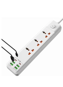 White 3 Socket+6 USB