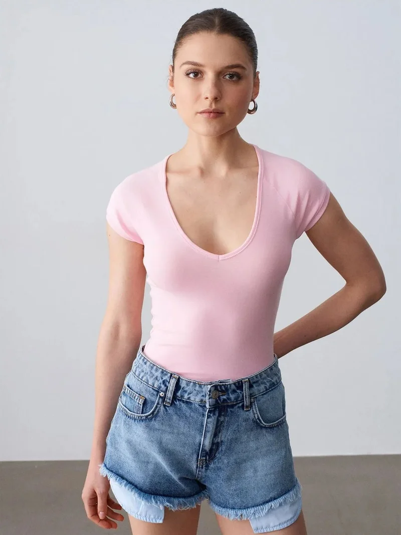 ديلفين Dilvin Slim Fit Crop Jersey Top
