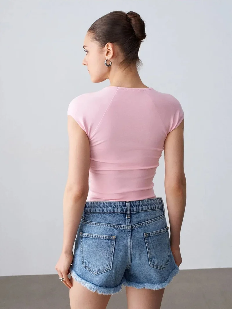 ديلفين Dilvin Slim Fit Crop Jersey Top