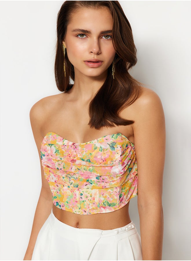 trendyol Multicolored Floral Print Tulle Bustier  - Image 1