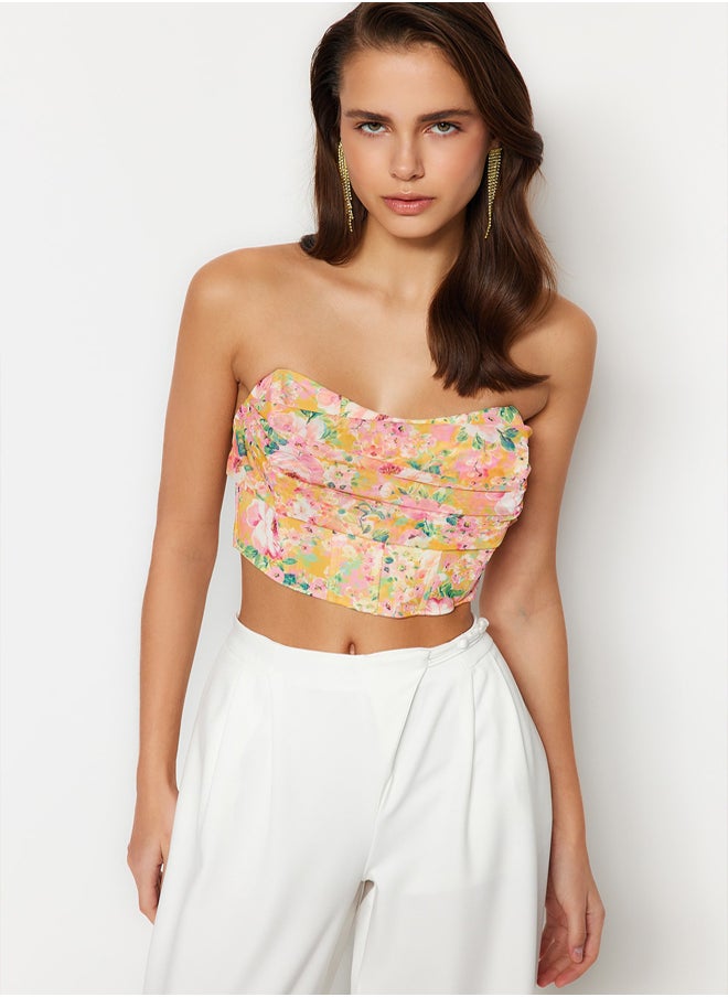 trendyol Multicolored Floral Print Tulle Bustier  - Image 2