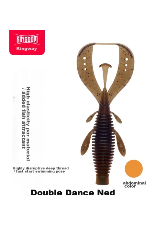King Lure King Soft Bait Floating Shrimp Nede Fishing Set For Black Pit Fishing, Bass And Mandarin Fish, Shrimp-shaped Soft Worm 76mm-04 Brown Orange - Image 1