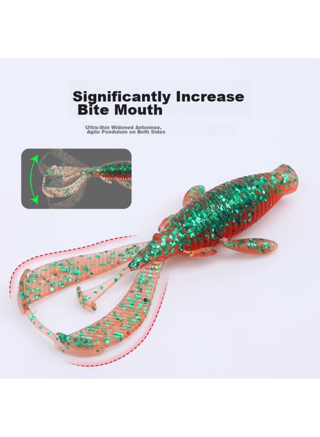 King Lure King Soft Bait Floating Shrimp Nede Fishing Set For Black Pit Fishing, Bass And Mandarin Fish, Shrimp-shaped Soft Worm 76mm-04 Brown Orange - Image 3