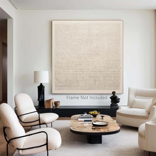 Ecyanlv Abstract Beige Canvas Wall Art Wabi Sabi Art Prints Beige and Brown Minimalist Painting Neutral Abstract Posters Square Neutral Wall Art Abstract Texture Painting for Living Room 16x16inch Frameless - Image 2