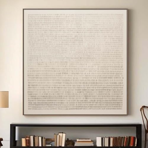 Ecyanlv Abstract Beige Canvas Wall Art Wabi Sabi Art Prints Beige and Brown Minimalist Painting Neutral Abstract Posters Square Neutral Wall Art Abstract Texture Painting for Living Room 16x16inch Frameless - Image 1