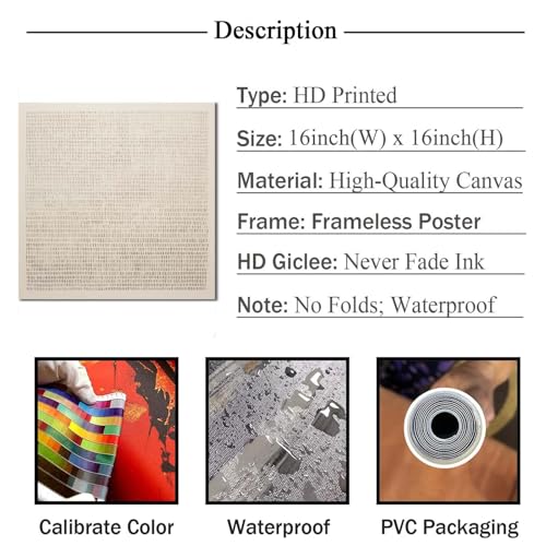 Ecyanlv Abstract Beige Canvas Wall Art Wabi Sabi Art Prints Beige and Brown Minimalist Painting Neutral Abstract Posters Square Neutral Wall Art Abstract Texture Painting for Living Room 16x16inch Frameless - Image 3
