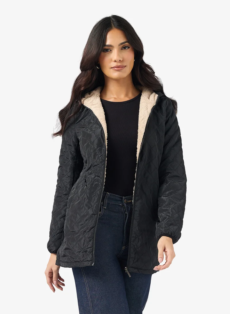 ELLA Quilted Longline Hood Jacket