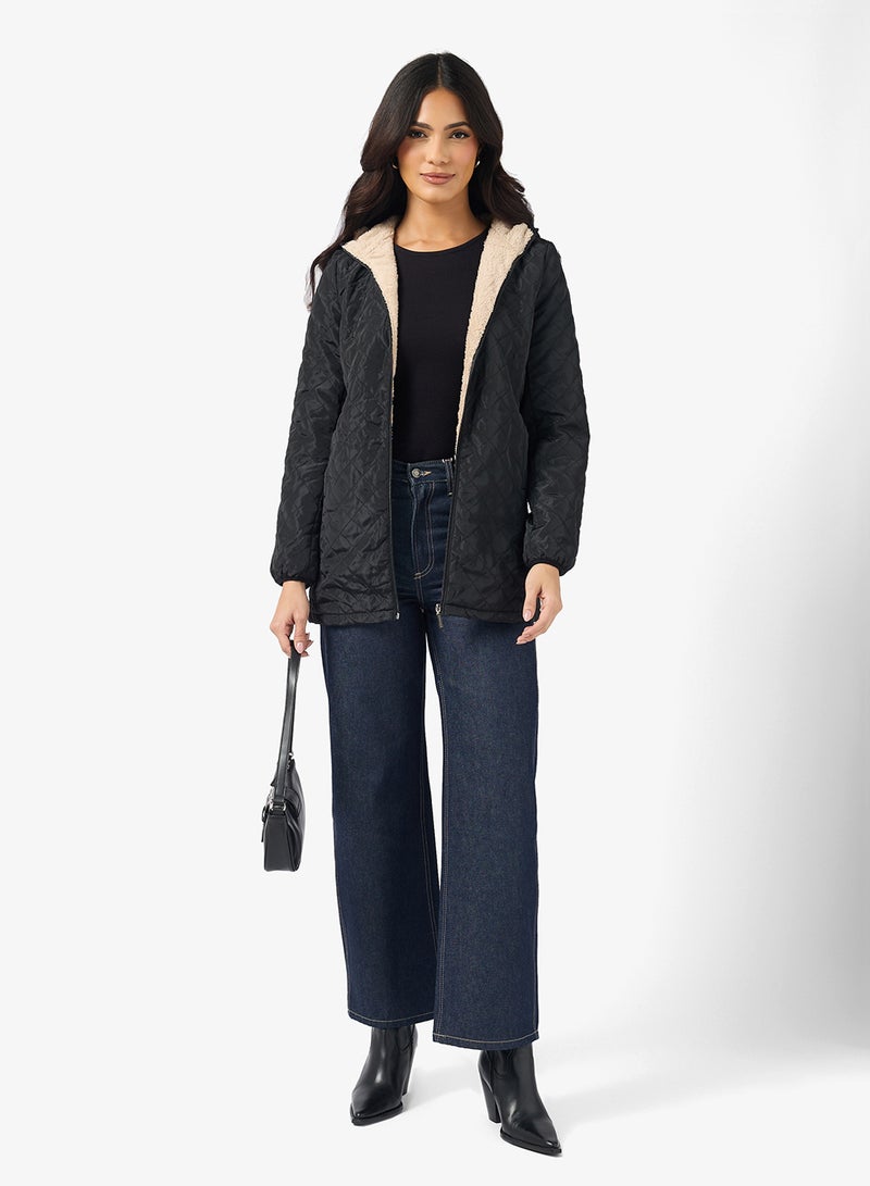 ELLA Quilted Longline Hood Jacket - Image 4