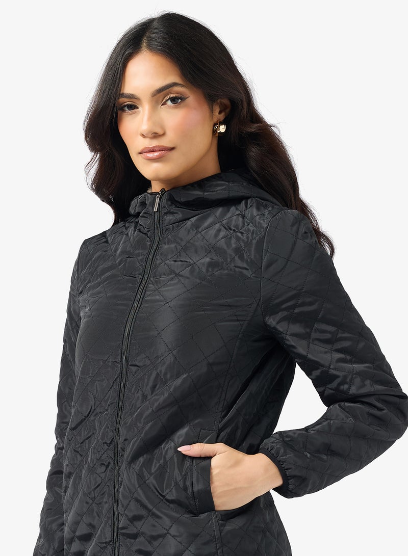 ELLA Quilted Longline Hood Jacket - Image 3