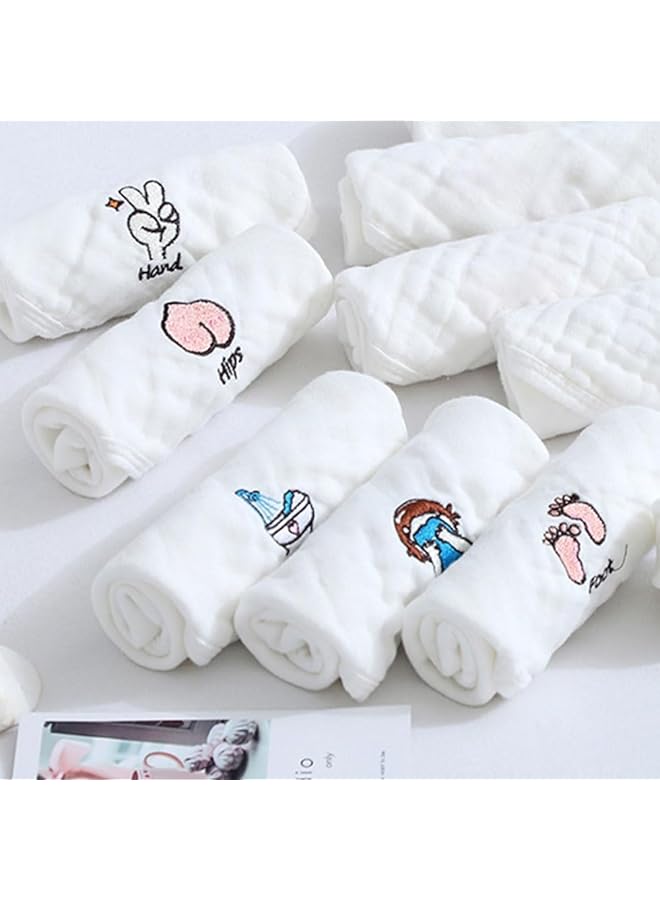جيه زد اس 10 قطع من مناشف الأطفال من موسولين للأطفال، منشفة وجه للأطفال حديثي الولادة، مناديل أطفال من القطن الطبيعي، منشفة وجه ناعمة للأطفال حديثي الولادة للبشرة الحساسة، سجل استحمام الطفل (30 × 30 سم) - Image 4