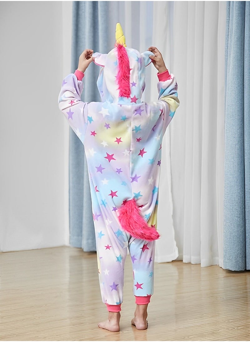Generic - Colorful Onesie Unicorn Pajamas, Cute Cartoon Animal Nightgown, Warm Lounging Sleepwear for Kids, Soft Unicorn Sleepsuit, Comfortable High-quality Flannel - Image 1
