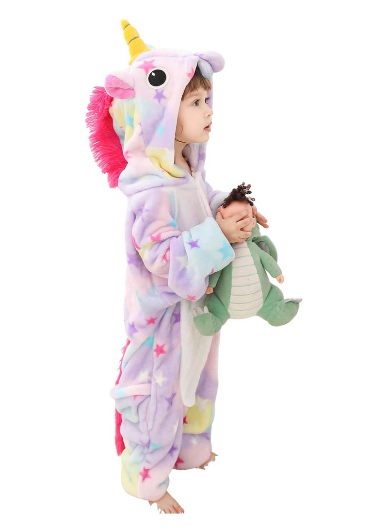 Generic - Colorful Onesie Unicorn Pajamas, Cute Cartoon Animal Nightgown, Warm Lounging Sleepwear for Kids, Soft Unicorn Sleepsuit, Comfortable High-quality Flannel - Image 1