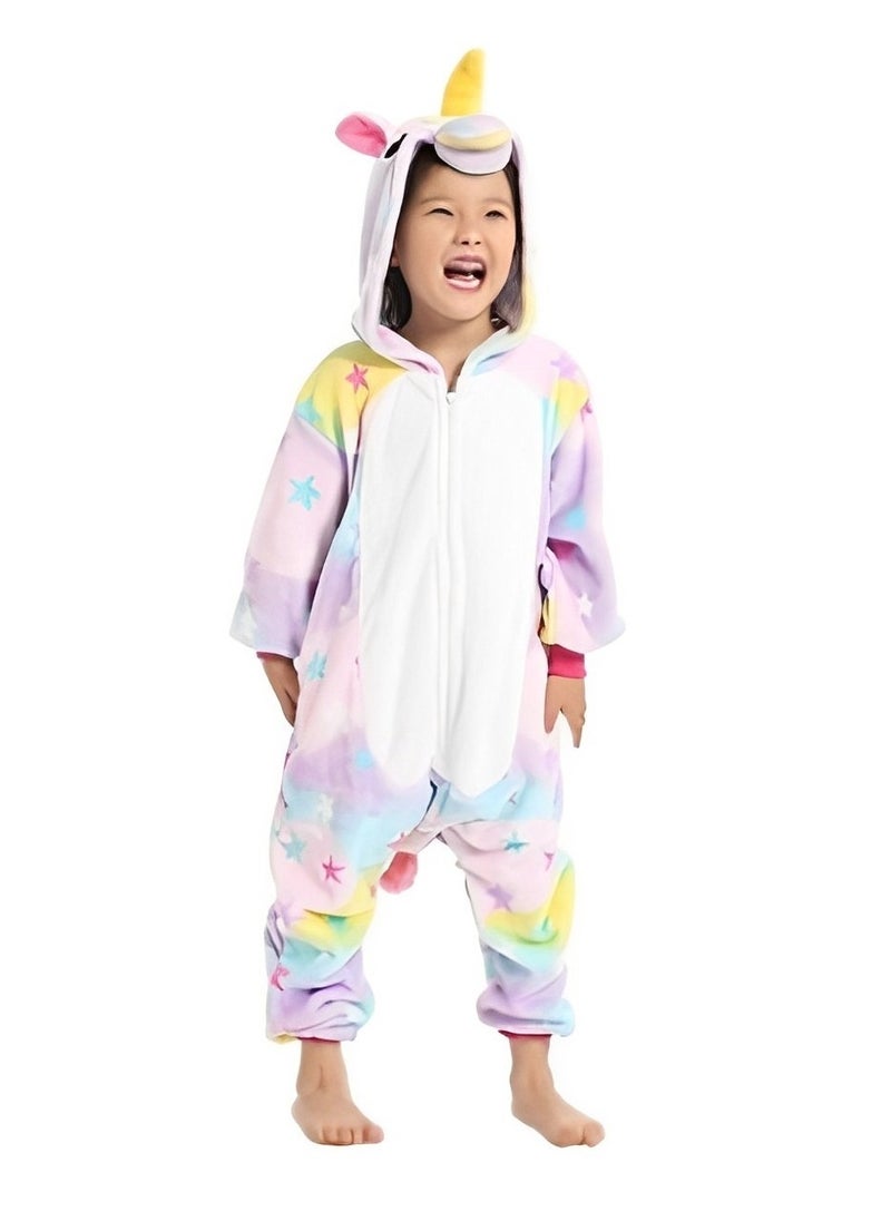 Generic - Colorful Onesie Unicorn Pajamas, Cute Cartoon Animal Nightgown, Warm Lounging Sleepwear for Kids, Soft Unicorn Sleepsuit, Comfortable High-quality Flannel - Image 1