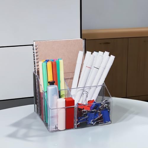 HSYMQ Acrylic Desk Organizers, Clear Pen Holder and Pencil Holder Display Stand for Office, School and Home - Image 4