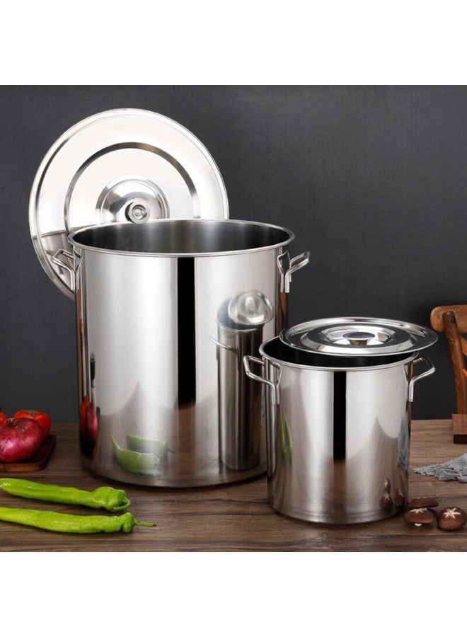 All-round Quanshi Stainless Steel Soup Pot With Lid, 20*20cm, Commercial Use, Braising Pot, Stew Pot, Large Capacity Soup Pot, Braised Meat Pot - Image 3