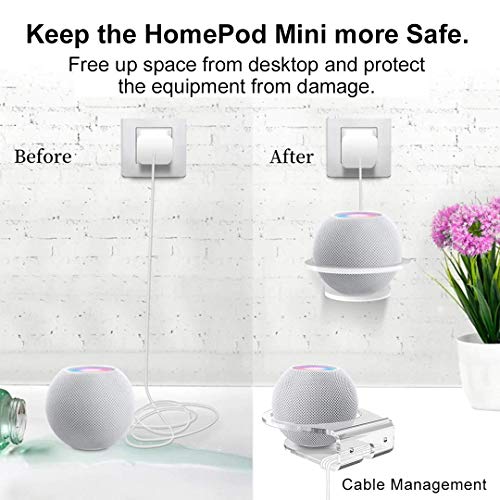 Foso Wall Mount for Google Nest Mini, Alexa Echo Dot 3rd, 4th Gen with and Without LED Clock, Apple Mini Pod Speaker Stand Holder for Smart Speakers, Built-in Cable (Speaker not Included) - Image 3