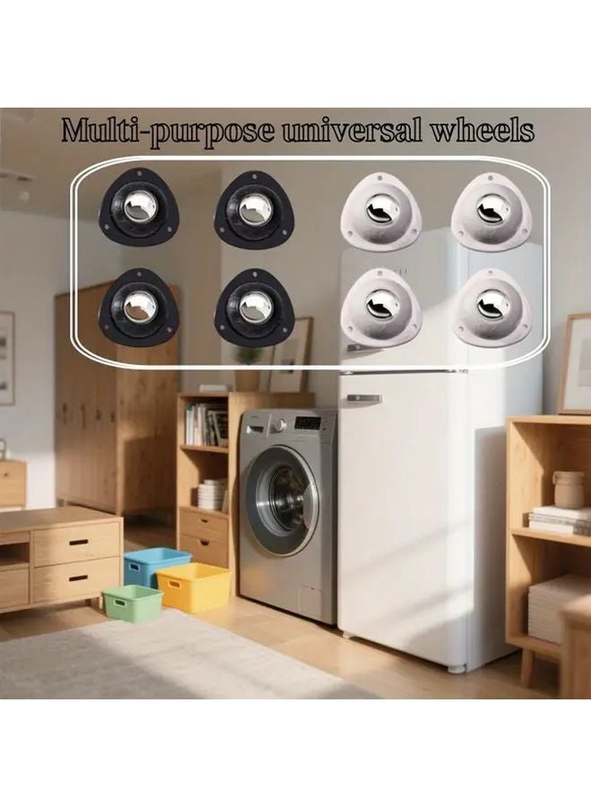 4Pcs White Nylon Rolling Wheels 360 Swivel Heavy Duty For Home Appliances - Image 2