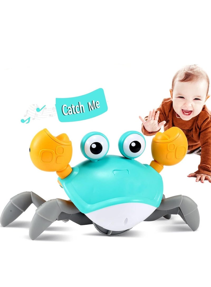 Electric Runaway Crab Crawling Crab Baby Toy, Tummy Time Moving Toy with Obstacle Avoidance, Sensory Walking Crab Toy for Kids Up to 3-12 Months - Image 1