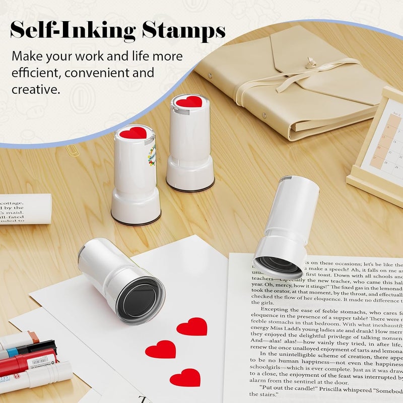 WAHXIAOSW Self-Inking Heart Stamp for Teachers, Hand Stamps for Events and Classroom, Teacher Stamps for School, Greeting Cards, and Scrapbooks - Image 4