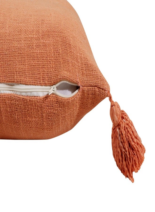 RD TREND® Premium 100% Cotton Charm Tassel Cushion Cover 16 Inch x 16 Inch, Aesthetic Hand Tufting Cushion Cover Set of 2 for Couch Sofa, Bedroom, Living Room (Rust) - Image 3