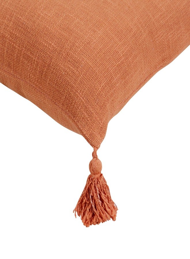 RD TREND® Premium 100% Cotton Charm Tassel Cushion Cover 16 Inch x 16 Inch, Aesthetic Hand Tufting Cushion Cover Set of 2 for Couch Sofa, Bedroom, Living Room (Rust) - Image 4