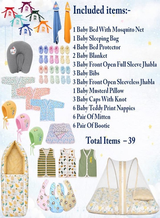 Kwitchy Newborn Baby Essentials Kit 39 Items Combo | New Born Kit 0-6 Months | Newborns Baby Set Clothes Bedding Bed | Infant Essentials & | Orange - Image 2