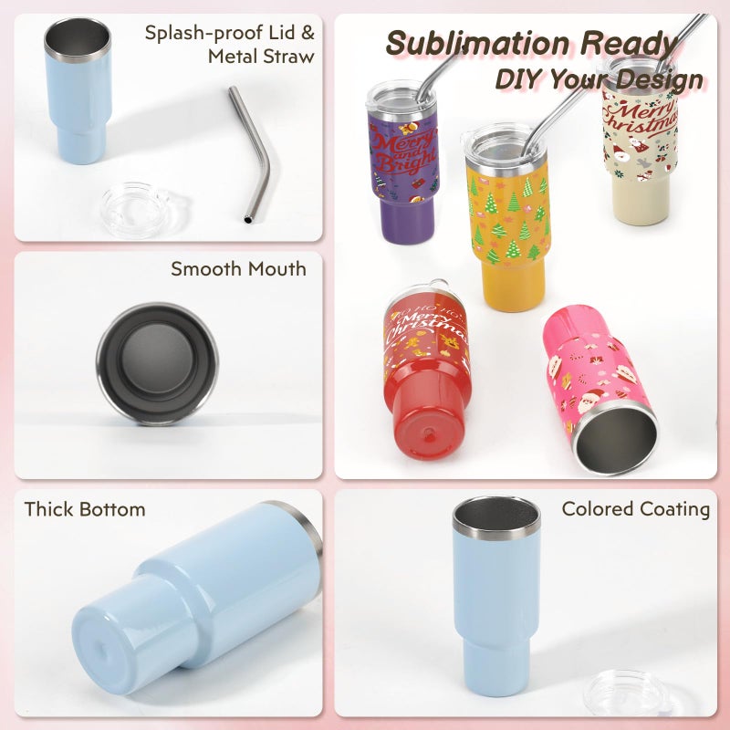 STFALI Cute Shot Glasses Set with Straw 2 oz, Mini Shot Tumbler with Lid and Straw, Kawaii Insulated Tumblers for Espresso Coffee Spirits Cute Stuff Funny Gifts (12 Pack) - Image 4