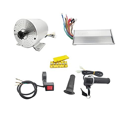MOTOBERRY مجموعة محرك تيار مستمر بدون فرشاة 1000W - محرك بدون فرشاة 48V 3500rpm مع وحدة تحكم سرعة 20.8A ومجموعة مقبض الخنق لعربات الكارت والدراجات الكهربائية والدراجات النارية والسكوتر الكهربائية - Image 1