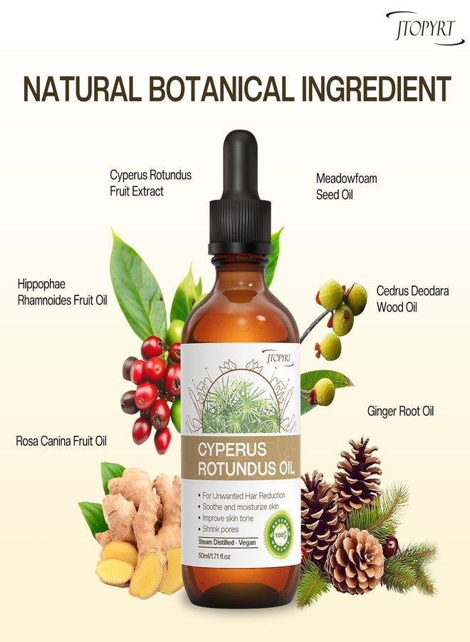 Jtopyrt Cyperus Rotundus Oil: Natural Cyprus Rotundus Oil for Hair Removal - Reduces Unwanted Hair Growth Organic Moisturizer for Women's Smooth Skin Care 50ml/1.71fl.oz - Image 3