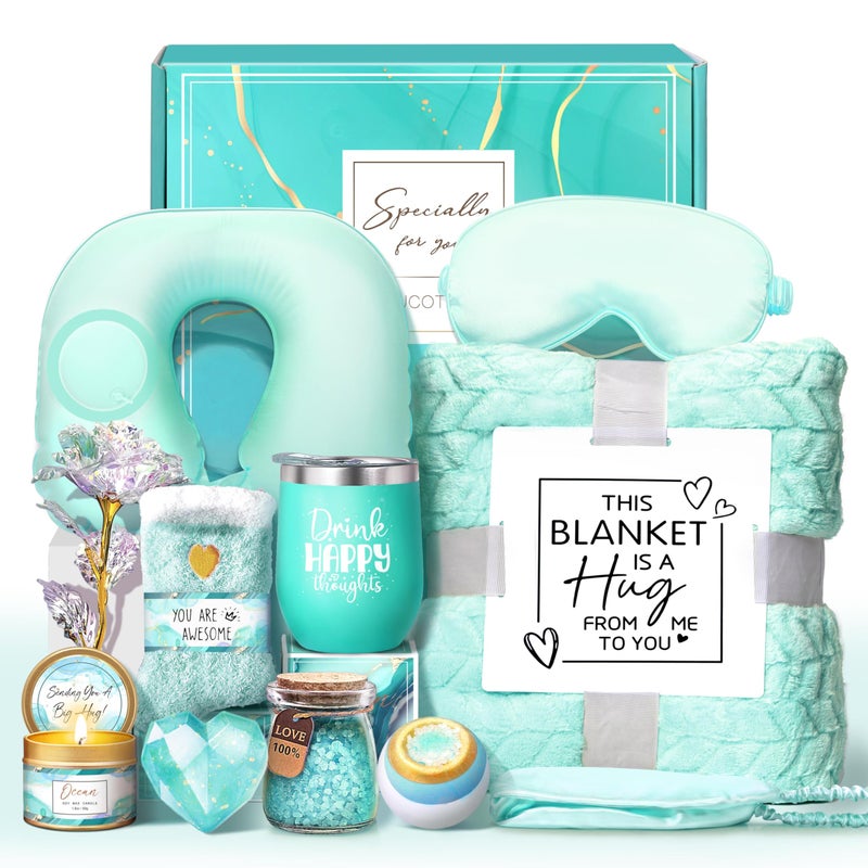 LUCOTIYA Birthday Gifts for Women Self Care Gifts Get Well Soon Gifts,Ocean Relaxing Spa Gift Basket Care Package with Blanket, Idea Thinking of You Gifts for Mom Her Best Friends Sister Wife - Image 1