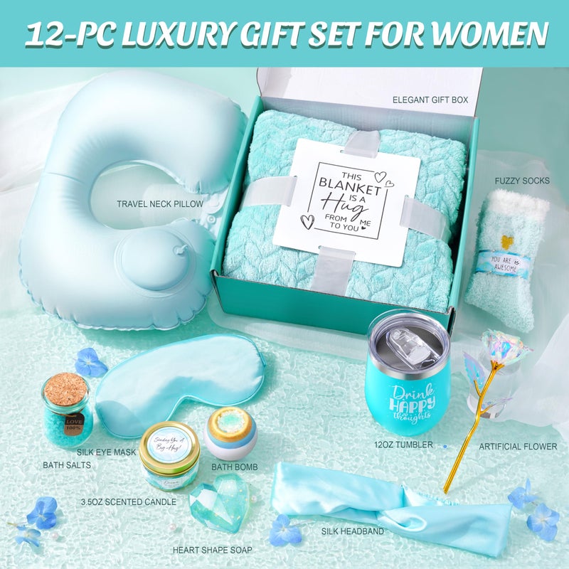 LUCOTIYA Birthday Gifts for Women Self Care Gifts Get Well Soon Gifts,Ocean Relaxing Spa Gift Basket Care Package with Blanket, Idea Thinking of You Gifts for Mom Her Best Friends Sister Wife - Image 2