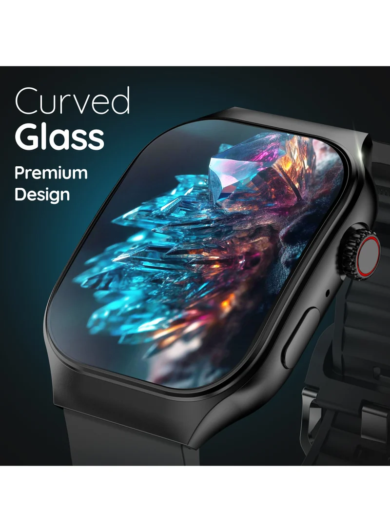 بيبل Pebble Curve 1.99 بوصة (5.05 سم) شاشة منحنية عالية الدقة، مكالمات BT، جناح صحي، وضع رياضي متعدد، حاسبة ذكية، مساعدة صوتية للذكاء الاصطناعي